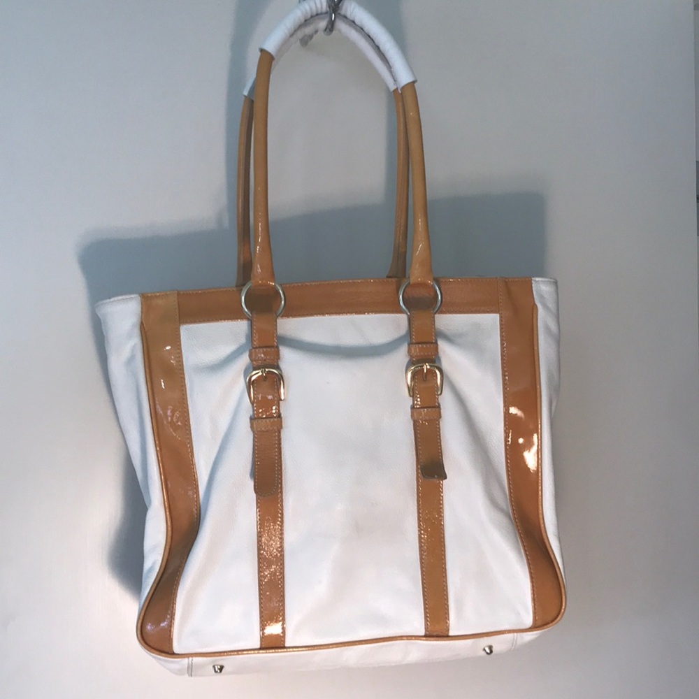 Italian Leather Guia’s White and Caramel Tote